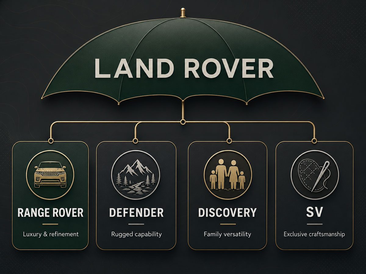 Compare Range Rover vs Land Rover brand family structure