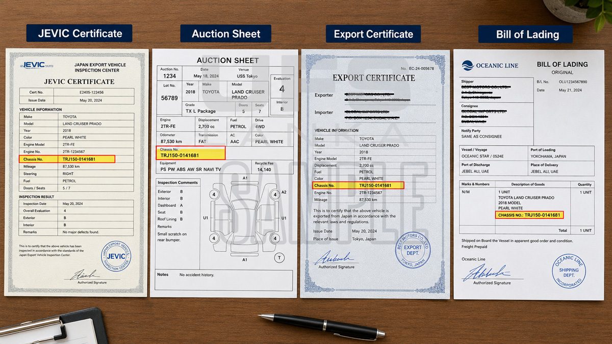 Verify JEVIC certificate with Japan vehicle import documents