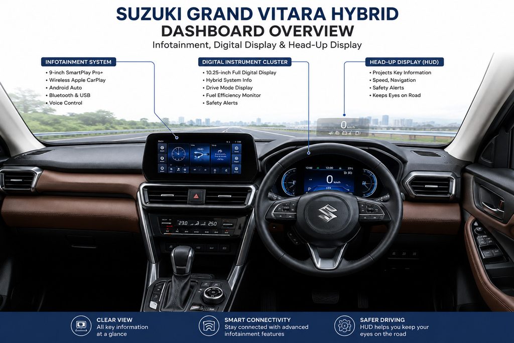 Explore Suzuki Grand Vitara Hybrid interior features in Sri Lanka